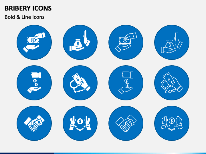 Bribery Icons For PowerPoint And Google Slides PPT Slides