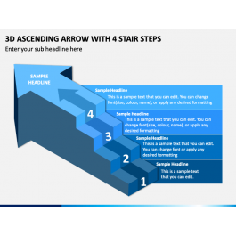 3d Ascending Arrow With 4 Stair Steps PowerPoint Template - PPT Slides