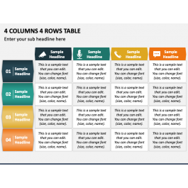 4 Columns 4 Rows Table for PowerPoint and Google Slides - PPT Slides