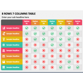 8 Rows 7 Columns Table for PowerPoint and Google Slides - PPT Slides