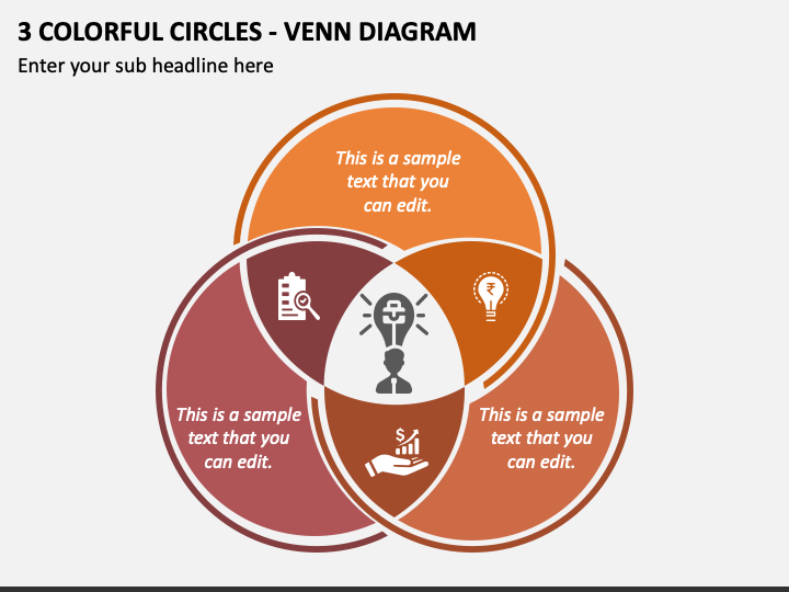 3 Colorful Circles - Venn Diagram PPT Slide 1