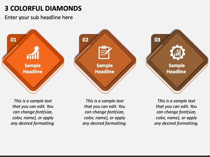 3 Colorful Diamonds PPT Slide 1