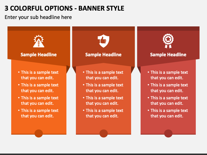 3 Colorful Options - Banner Style PPT Slide 1
