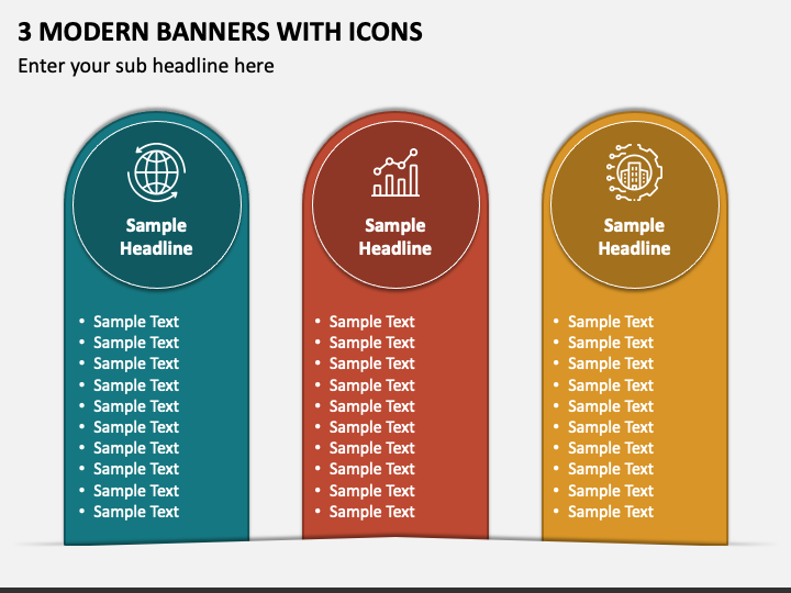 3 Modern Banners with Icons PPT Slide 1