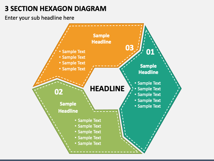 3 Section Hexagon Diagram PPT Slide 1