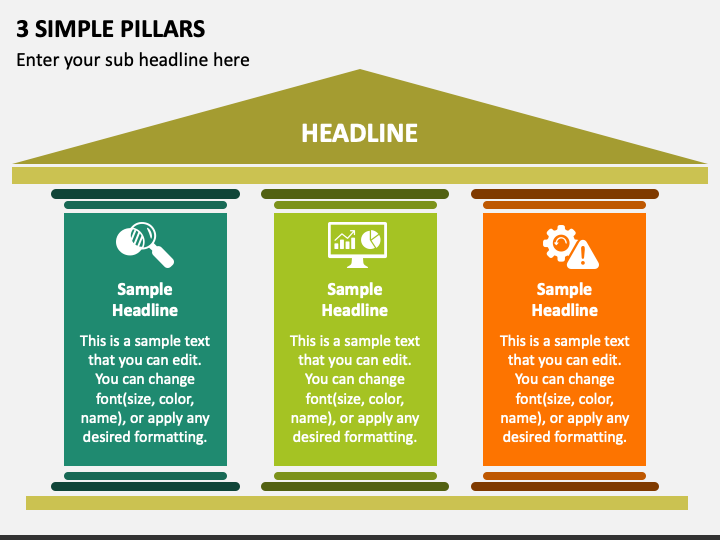 3 Simple Pillars PPT Slide 1