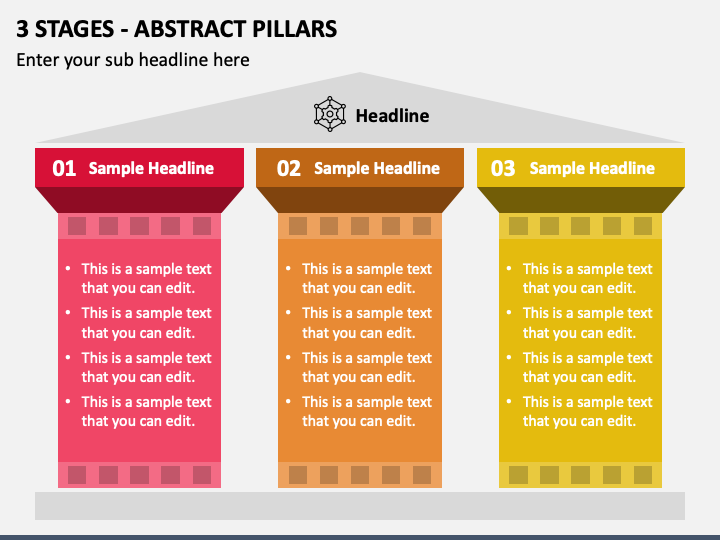 3 Stages - Abstract Pillars PPT Slide 1