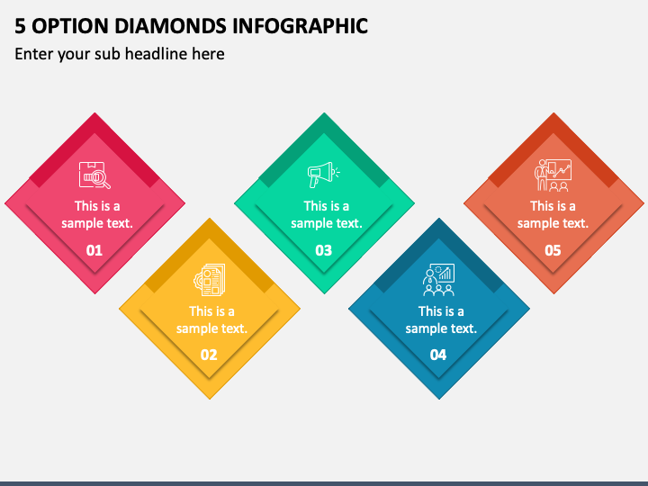 5 Option Diamonds Infographic PPT Slide 1