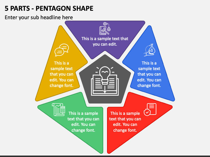 5 Parts - Pentagon Shape PPT Slide 1