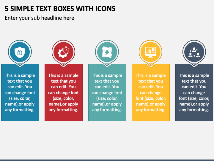5 Simple Text Boxes with Icons PPT Slide 1