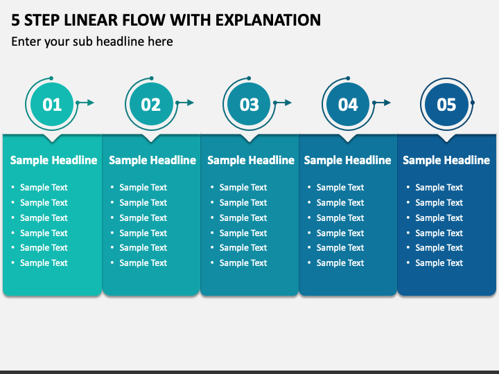 5 Step Linear Flow with Explanation PPT Slide 1