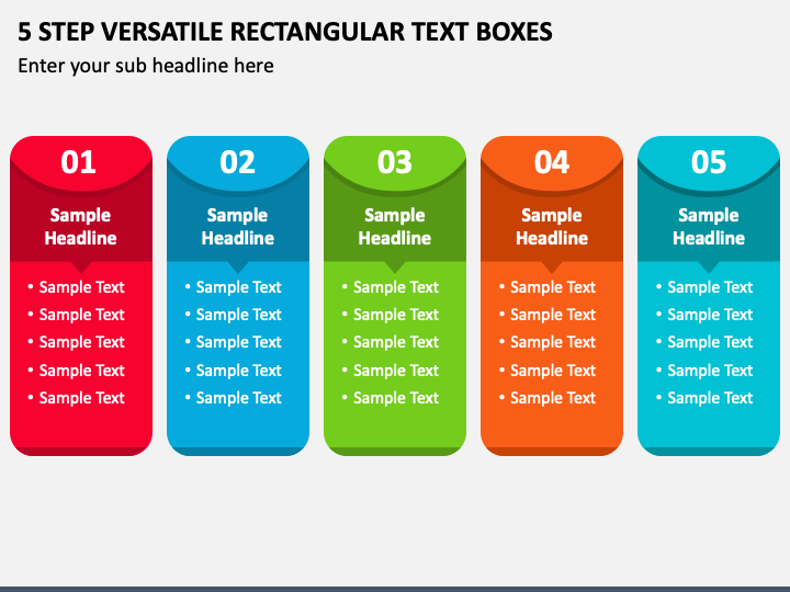 5 Step Versatile Rectangular Text Boxes PPT Slide 1
