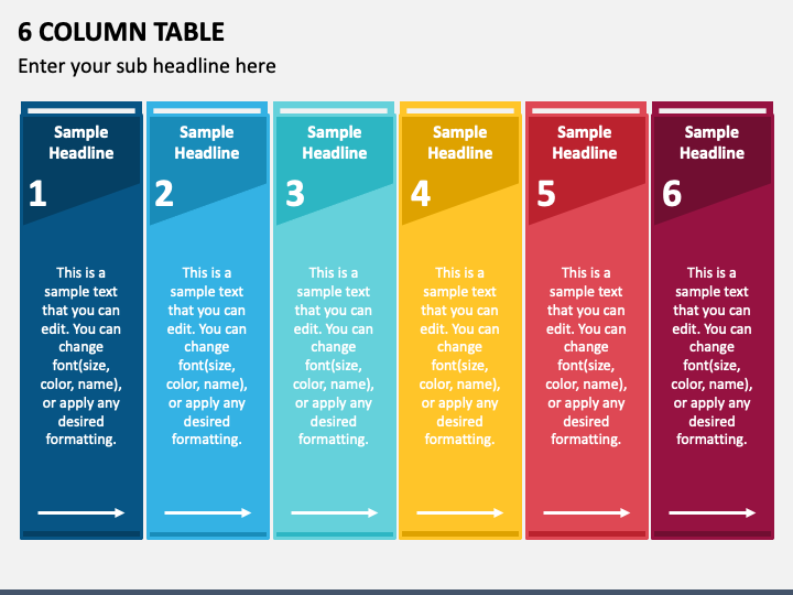 6 Column Table PPT Slide 1