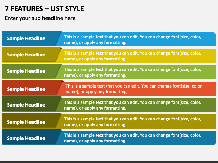 7 Features - List Style PPT Slide 1