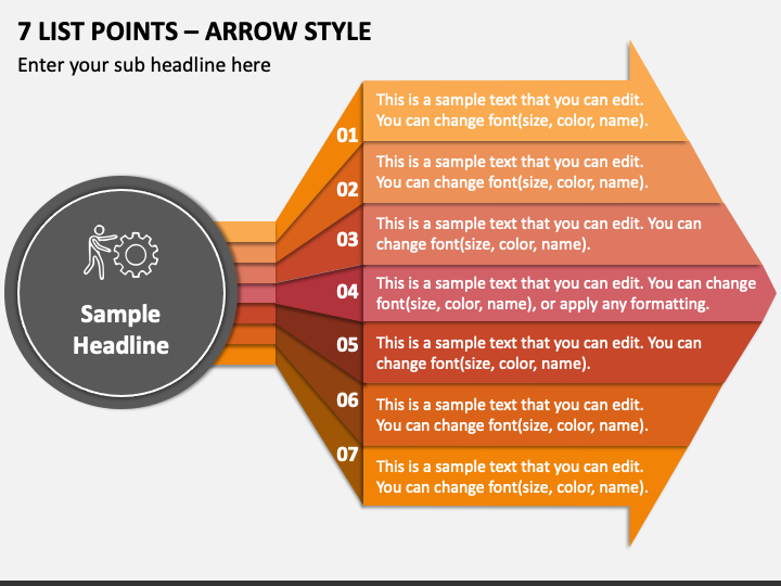 7 List Points - Arrow Style PPT Slide 1
