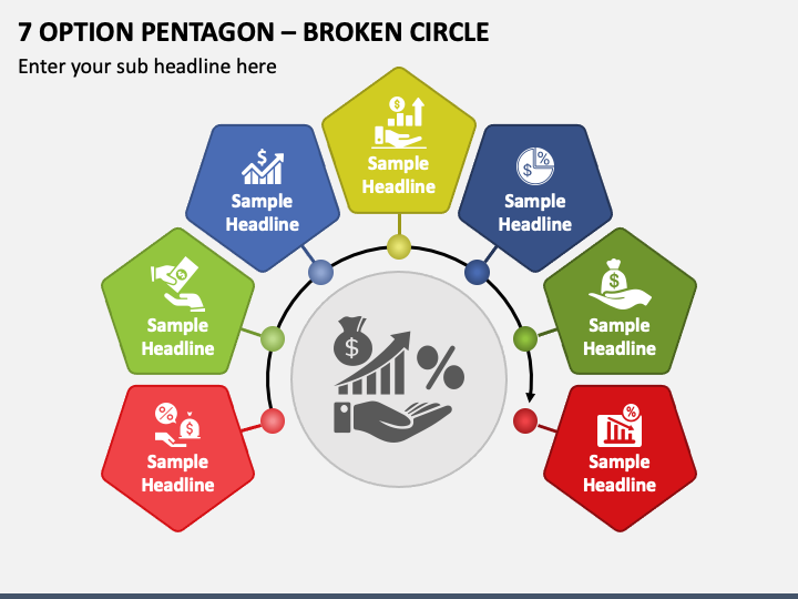 7 Option Pentagon - Broken Circle PPT Slide 1