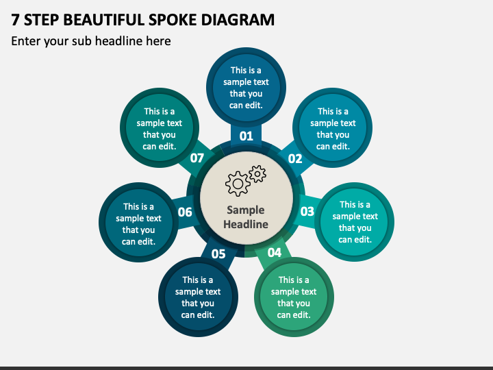 7 Step Beautiful Spoke Diagram PPT Slide 1