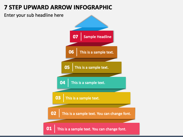 7 Step Upward Arrow Infographic PPT Slide 1