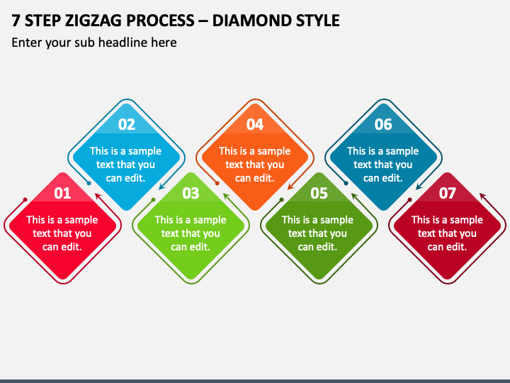 7 Step Zigzag Process - Diamond Style PPT Slide 1