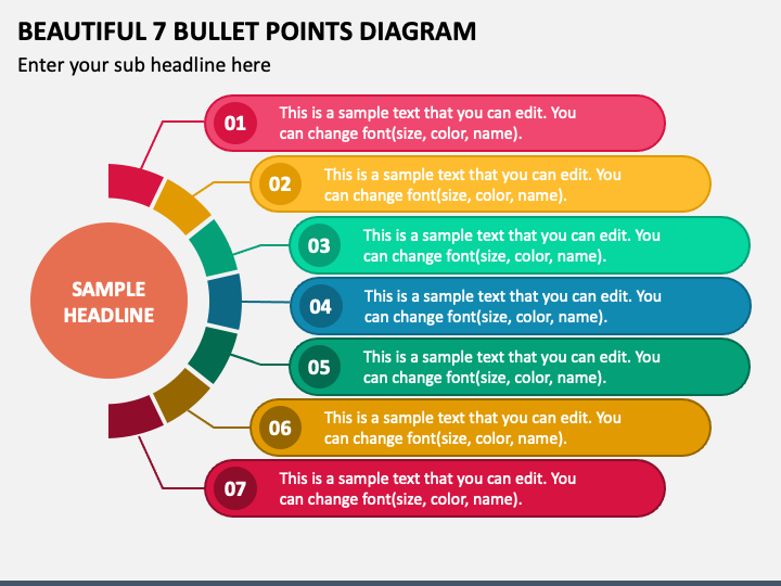 Beautiful 7 Bullet Points Diagram PPT Slide 1