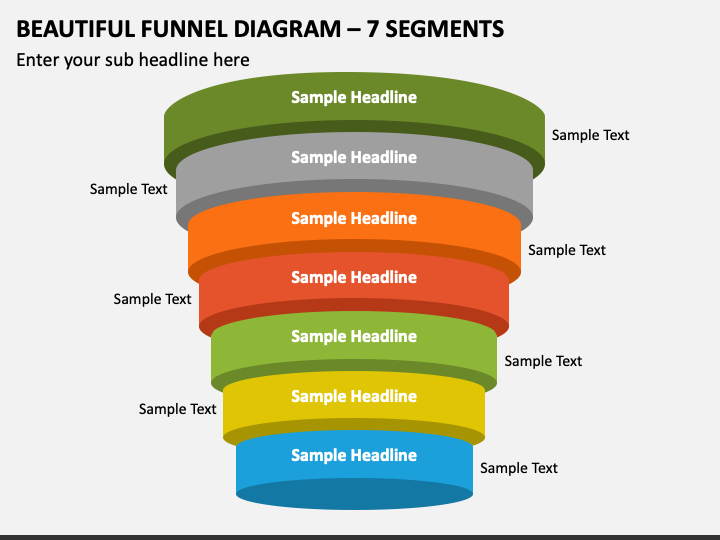 Beautiful Funnel Diagram - 7 Segments PPT Slide 1