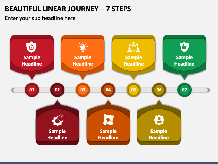 Beautiful Linear Journey - 7 Steps PPT Slide 1