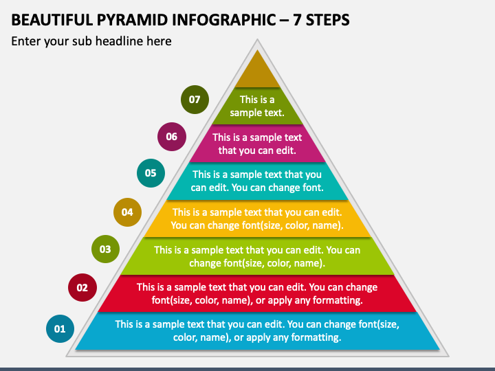 Beautiful Pyramid Infographic - 7 Steps PPT Slide 1