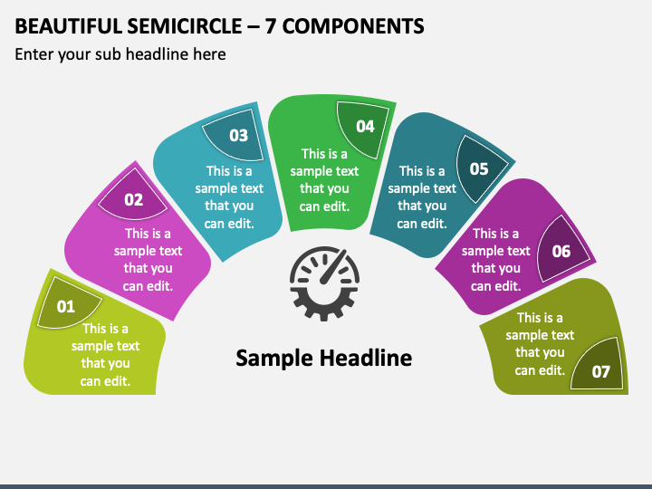 Beautiful Semicircle - 7 Components PPT Slide 1