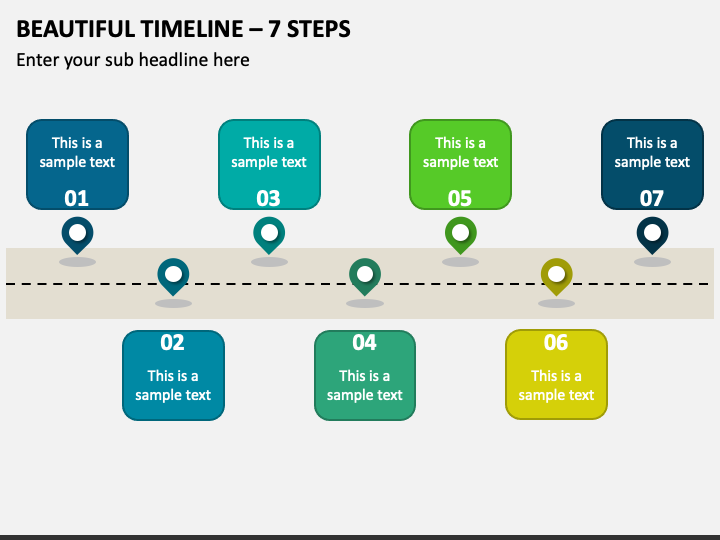 Beautiful Timeline - 7 Steps PPT Slide 1