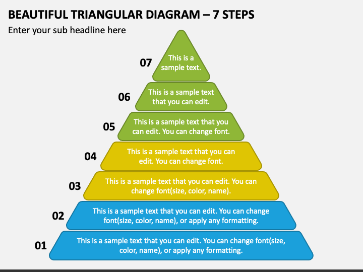 Beautiful Triangular Diagram - 7 Steps PPT Slide 1