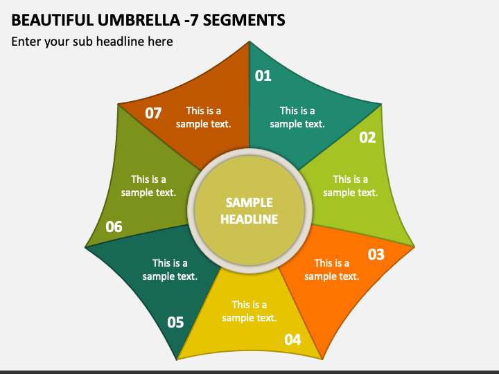 Beautiful Umbrella -7 Segments PPT Slide 1