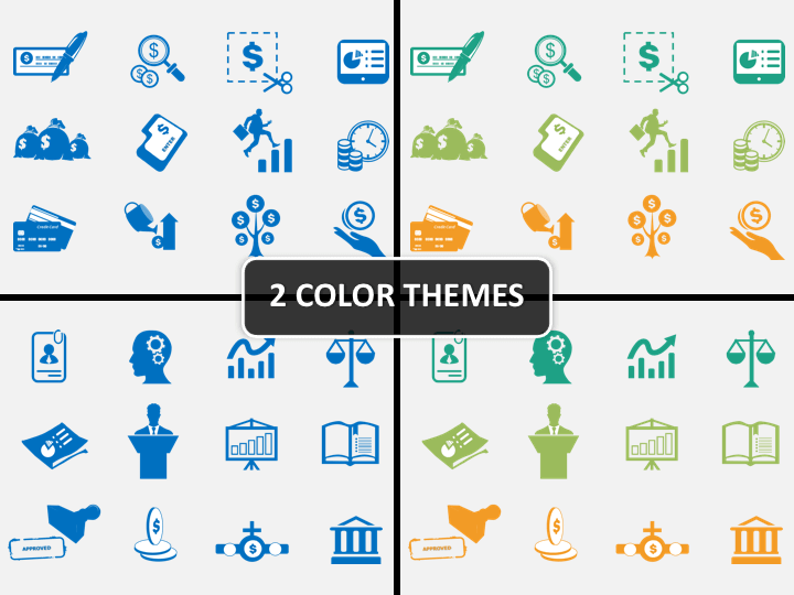 Business and finance icons PPT cover slide