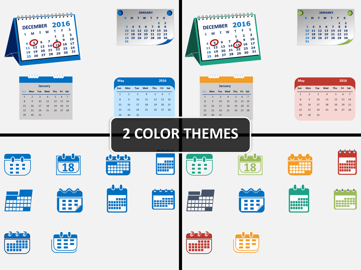 Calendar icons PPT cover slide 