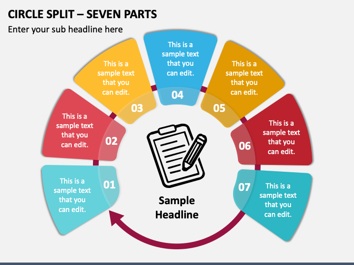 Circle Split - Seven Parts PPT Slide 1