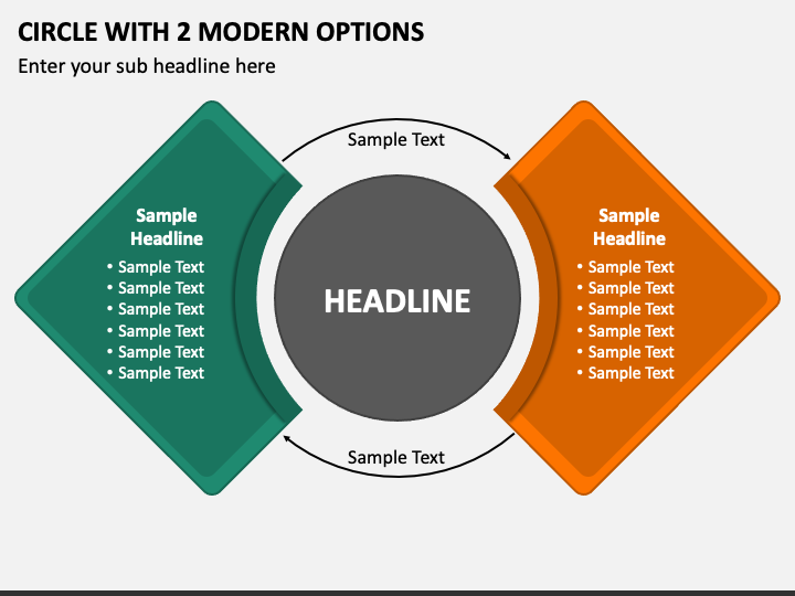 Circle with 2 Modern Options PPT Slide 1
