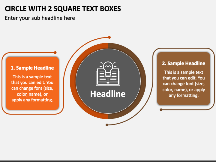 Circle with 2 Square Text Boxes PPT Slide 1