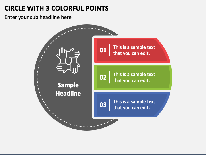 Circle with 3 Colorful Points PPT Slide 1