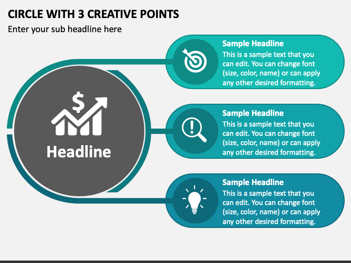 Circle with 3 Creative Points PPT Slide 1
