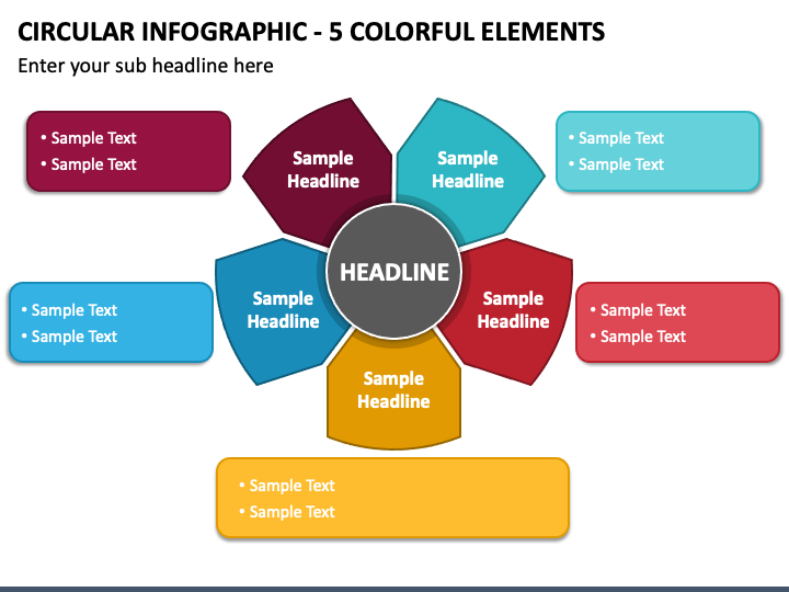 Circular Infographic - 5 Colorful Elements PPT Slide 1