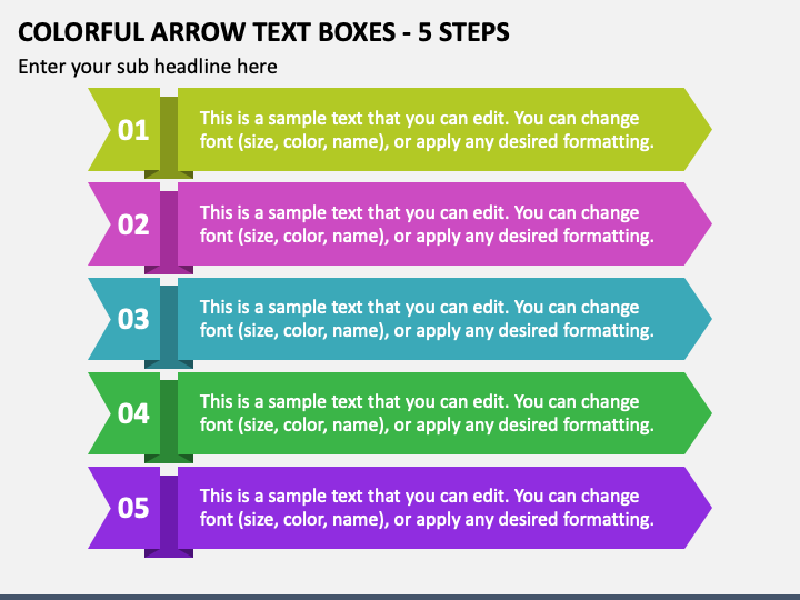Colorful Arrow Text Boxes - 5 Steps PPT Slide 1