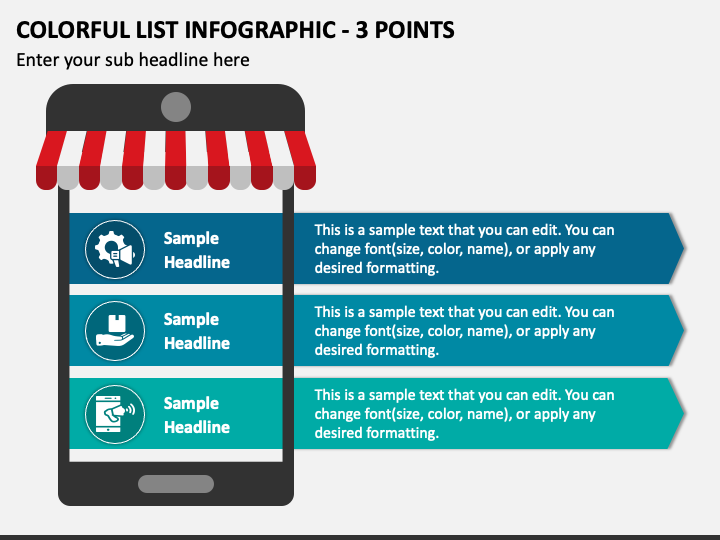 Colorful List Infographic - 3 Points PPT Slide 1
