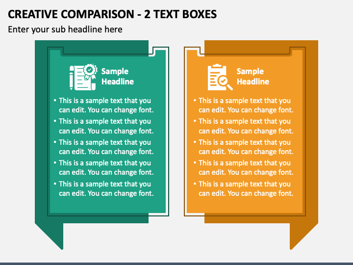 Creative Comparison - 2 Text Boxes PPT Slide 1