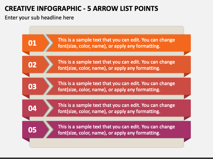 Creative Infographic - 5 Arrow List Points PPT Slide 1