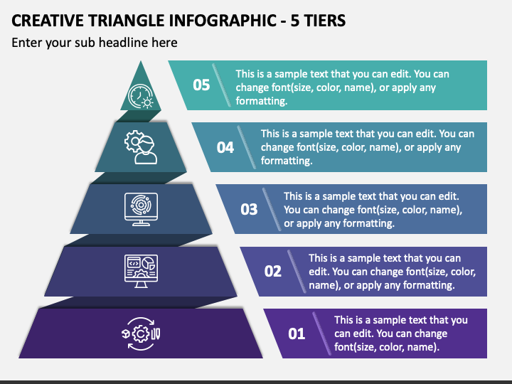 Creative Triangle Infographic - 5 Tiers PPT Slide 1