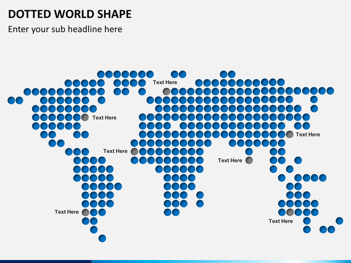 Dotted world map PPT slide 