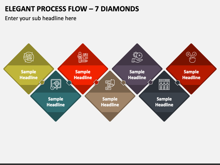 Elegant Process Flow - 7 Diamonds PPT Slide 1
