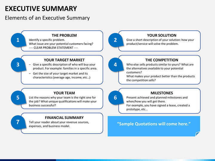 Executive summary free PPT slide 1