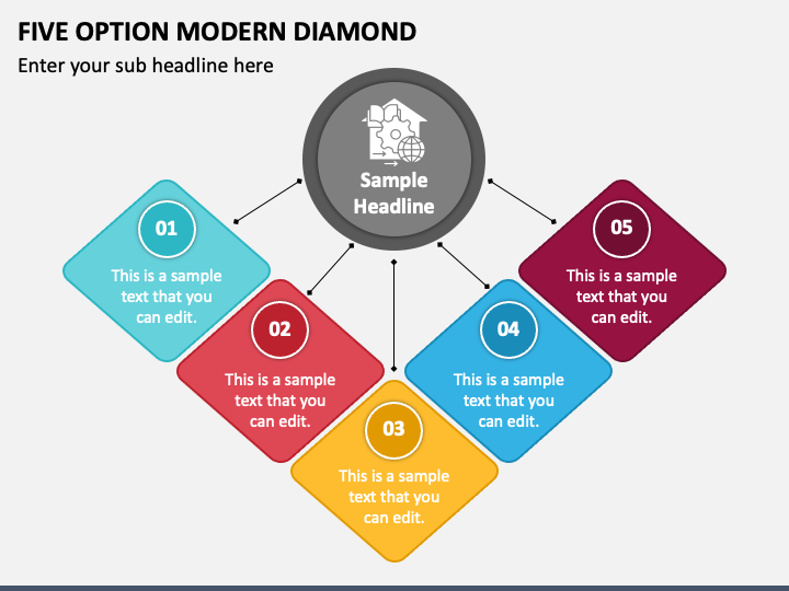 Five Option Modern Diamond PPT Slide 1