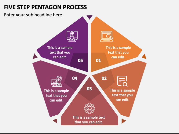 Five Step Pentagon Process PPT Slide 1