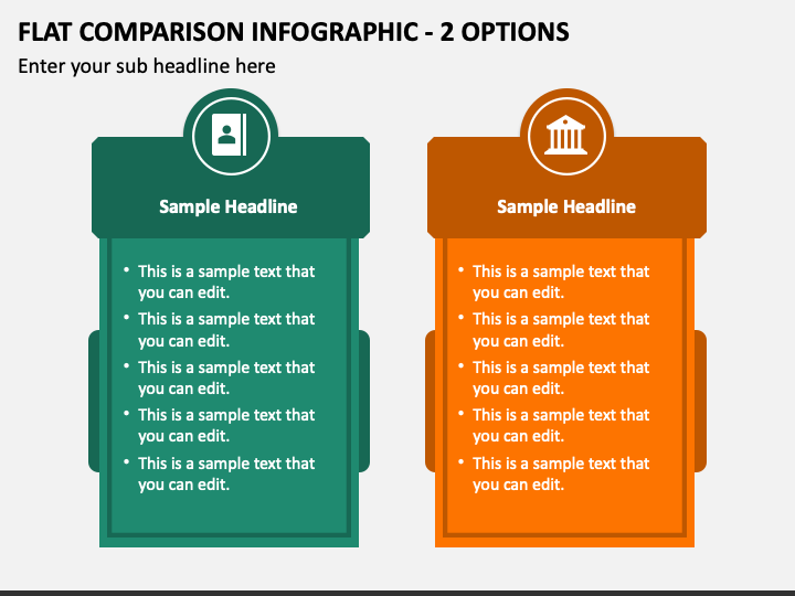 Flat Comparison Infographic - 2 Options PPT Slide 1